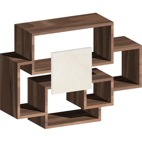 Sorrento - Estantera de pared en madera melamina 132x30xH75 cm, color marrn (1/5)