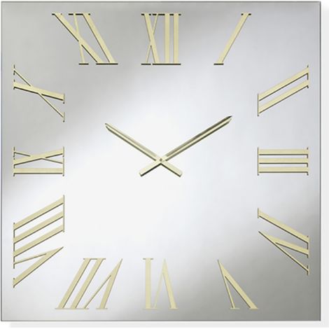 Orologio quadrato in cristallo Chiaro e numeri Oro 80x80 cm - ROGER