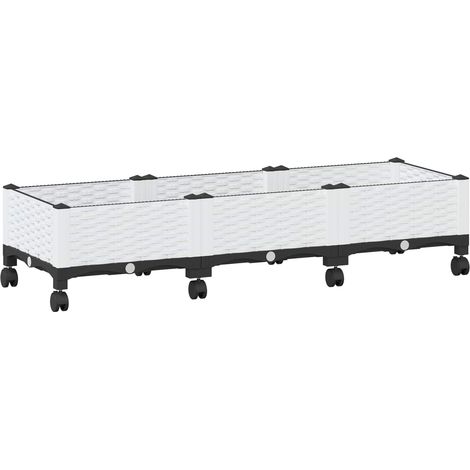 Vaso da Giardino con Ruote Bianco 120 x 40 x 33 cm PP vidaXL (1/5)