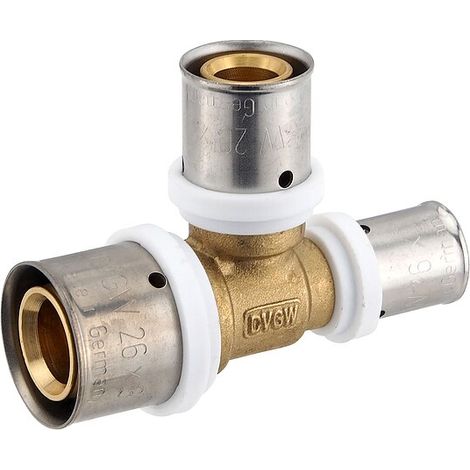 Pressfitting-T-Stück - reduziert - 26 x 3,0 - 20 x 2,0 - 16 x 2,0 mm für MV-Rohr