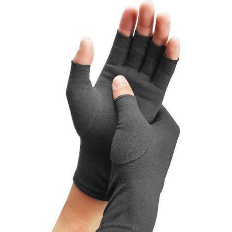 2 paires Gants de sport d'intérieur, demi-doigts, antidérapants, en fibre de cuivre, pour répartition de la pression (1/5)