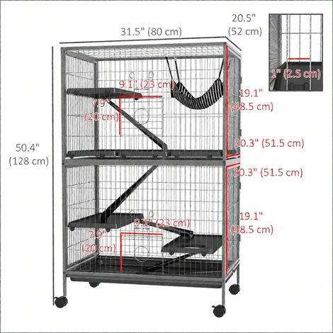 Cage à roulettes à 5 niveaux pour petits animaux, de luxe, pour cochon d'Inde, furet, vison, chinchilla, lapin, chaton gris. Soins pour animaux de compagnie (1/5)