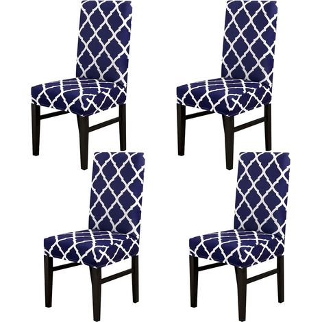 Set of 4/6 universal stretch chair covers for dining room, wedding, banquet, party (navy blue) (1/5)