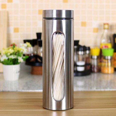 TrAdE Shop Traesio - Contenitori Per Alimenti In Acciaio Per Tè Spezie Caffè Biscotti Zucchero 30.5cm - (1/2)