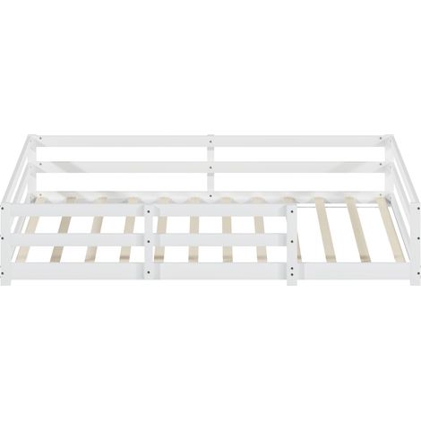 CHICFURN Letto Montessori bambini 140x200 cm in pino bianco con barriera 4 lati, senza materasso (1/5)
