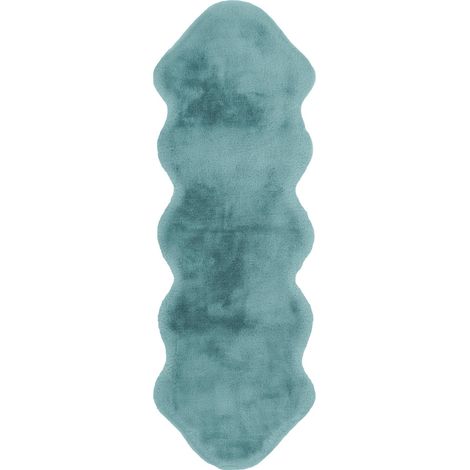 Tapis peau de mouton double effet lapin turquoise - Bleu turquoise clair pastel (1/3)