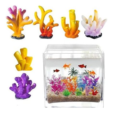 Artificial Coral Ornaments, Artificial Aquarium Plants, Aquarium Decoration Accessories for Fish, Synthetic Resin Plants, Colorful Aquarium Decoration (1/5)