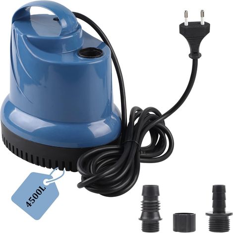 Mini Pompe À Eau Pompe Submersible 4500L/H 130W 230V Pompe Vide Cave Hauteur de Refoulement 3,8M Câble 2,5M pour Jardin, Aquarium, Étang, Fontaine (1/5)