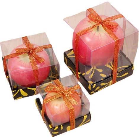 Bougie décorative en forme de pomme rouge, bougie artificielle de Noël, décoration festive pour table, salon et chambre, idée cadeau pour Noël et soirée de Noël(M (1/5)