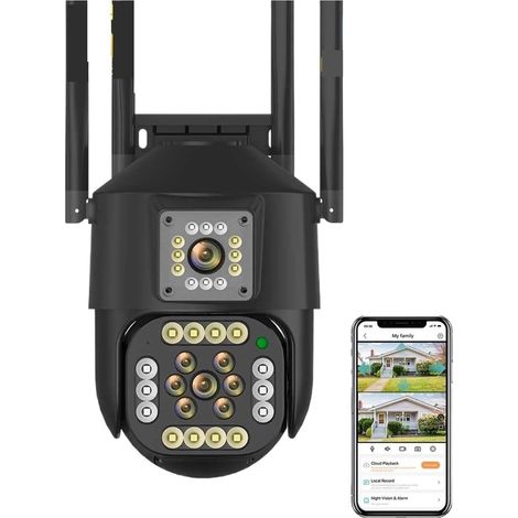 Caméra de Surveillance IP sans Fil extérieure 2K 4MP HD à Double Objectif, caméra PTZ Externe WiFi avec Suivi Automatique, caméra de Surveillance de Rue(Camera NO Card) (1/5)