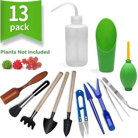 Ensemble de 13 mini-outils de jardinage - Pour le rempotage des plantes succulentes (1/2)