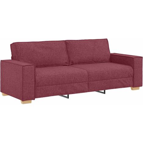 Sofá de 3 plazas de tela color rojo vino, 180 cm vidaXL