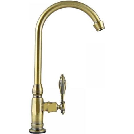 Küchenarmatur, gebürstetes Messing, schwenkbare Kaltwasser-Waschtischarmatur mit Ausziehgriff für Spüle und Handwaschbecken, Antikbronze (1/4)