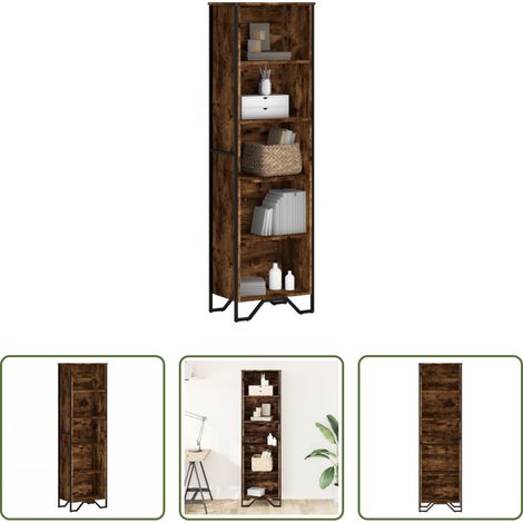 vidaXL Bücherregal Holzwerkstoff - Bücherregal Räuchereiche 50x31x169 cm Holzwerkstoff (1/5)