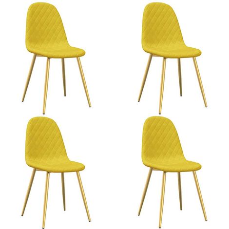 vidaXL Sedie da Pranzo 4 pz Giallo Senape in Velluto (1/5)