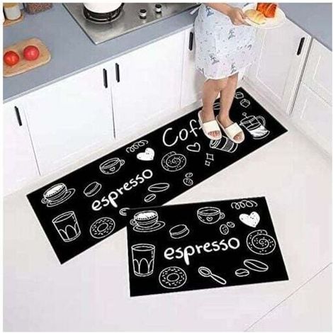 -Lot de 2 Tapis de Cuisine antidérapants, Absorbe l'eau et l'huile, Résistant à la poussière (40 x 60 + 40 x 120 cm) TRIMEC (1/5)