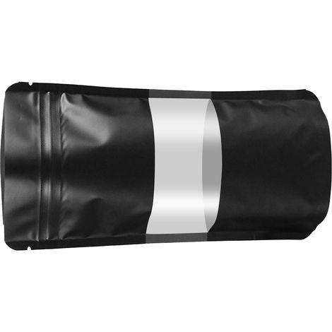 Sachet auto-scellant noir givré à fenêtre pour biscuits, thés, graines, fruits secs, emballage échantillons (sans échantillons) (exclusif Mexique) 20cm, format 10x15+3cm (1/5)