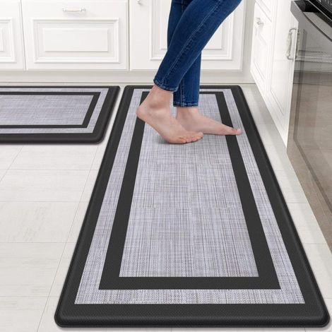 Alfombrillas de cocina (juego de 2), acolchadas, que reducen la fatiga, antideslizantes e impermeables, de 1,25 cm de grosor, ofrecen una comodidad óptima para el fregadero de la cocina, la oficina o  (1/5)
