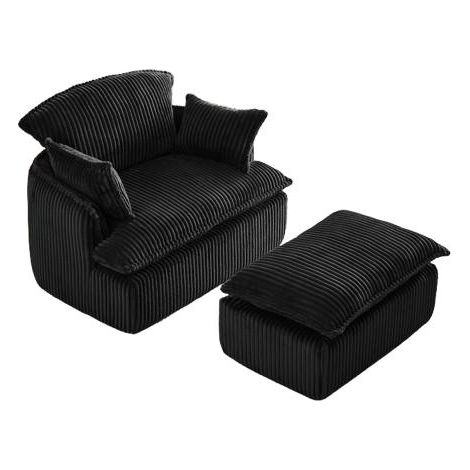 Fauteuil enfant pliable en velours côtelé noir – Confort moderne – Idéal pour salons et chambres – Dimensions compactes pour petits espaces