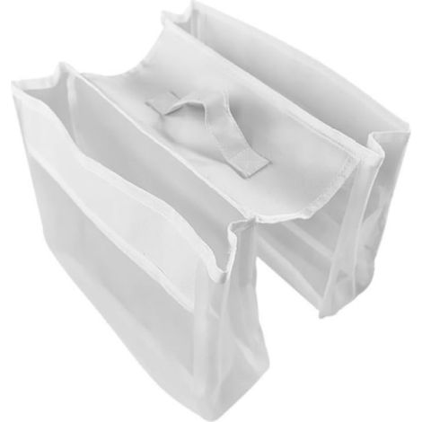 Storage bag for bath toys, hanging organizer for bath toys with 2 compartments, mesh bag for storing and sorting bath toys.