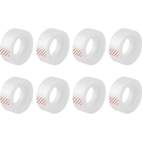 8 rollos de cinta adhesiva transparente para oficina, dimensiones 18 mm x 30 m, cinta adhesiva transparente con fuerte adherencia (1/5)