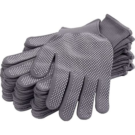 24 pièces gants de travail anti-dérapants tricotés extensibles gants en tissu minces doublures de gants humides, gris (1/5)