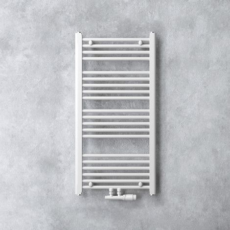 doporro Design Badheizung gerade 100x50cm Weiß Röhrenheizkörper Horizontal Mittelanschluss Bad-Heizkörper (1/5)