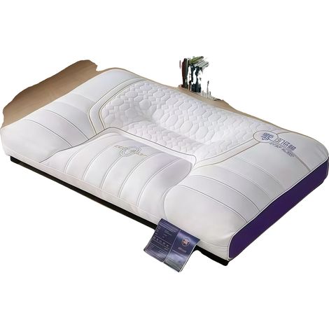 Almohada cervical, espuma viscoelástica, diseño para aliviar la presión, almohada mediana. (1/2)