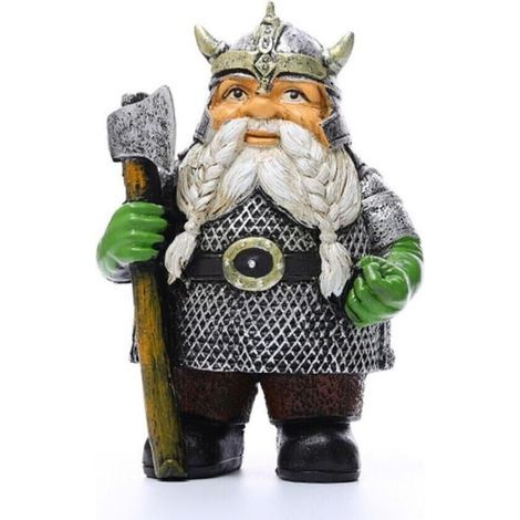Beste Geschenkidee: Nordische Wikinger-Zwergenstatue aus Kunstharz für den Garten