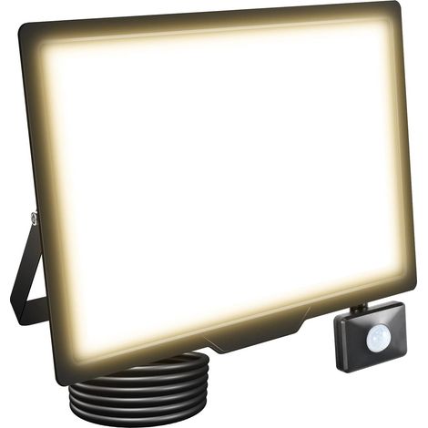 Projecteurs LED Extérieur 200W 20000LM Avec Detecteur de Mouvement Spot LED Extérieur 3500K Blanc Chaud IP66 Etanche Eclairage Exterieur Lumière de Sécurité LED pour Jardin Patio Garage