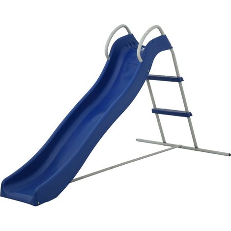 Toboggan pour enfants autoportant avec cadre en acier et glissière en plastique de sécurité, bleu, 185x95x110 cm (1/5)
