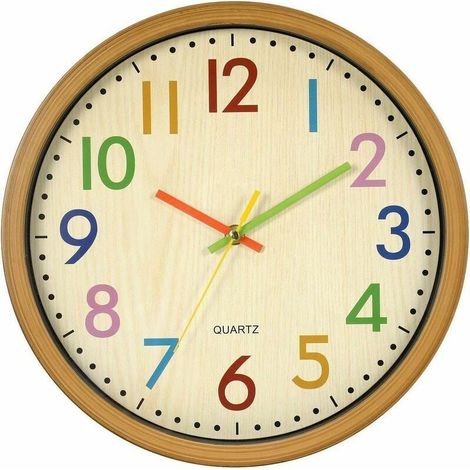Kinderwanduhr – 30 cm – Geräuschlose Wanduhr – Bunte Ziffern – Kein Ticken – Gut lesbar – Wohnaccessoires (1/5)