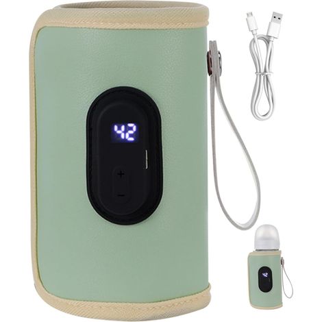 Tragbarer Babyflaschenwärmer, 18 W, schnell aufheizender Babyflaschenwärmer, einstellbare Temperatur, USB-Babyflaschenwärmer für Zuhause, Familie, Reisen, Grün, tragbarer Babyflaschenwärmer, Reise-Bab