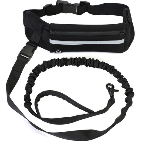 1 laisse mains libres pour chien, avec petit sac intégré, élastique, pour chiens moyens et grands, accessoire de promenade (1/5)