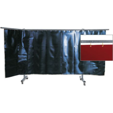 Biombo de 3 piezas con cortina lama, mejor protección contra radiaciones, proyecciones de soldadura y salpicaduras KEMPER                 Rojo