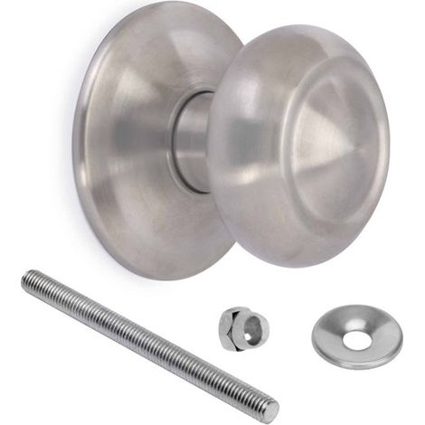 Emuca Runder Türknauf für Haustür, Bowler Fedora, Ø70mm, Türgriff für Haustür, Edelstahl, Nickel matt (1/4)