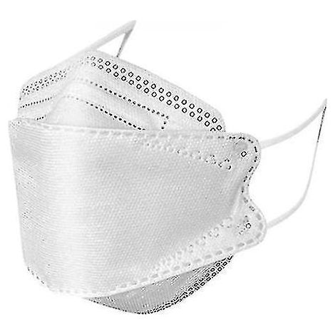 Packung mit 100 Einweg-Gesichtsmasken für Erwachsene, 4-lagig, im Bandana-Stil, mit verstellbarem Nasenbügel, atmungsaktiv – 30 Stück – Weiß (1/4)
