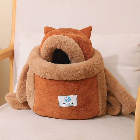 Sac de Transport pour Animaux Chaud Hiver, Sac à Dos Chaton et Petit Chien, Fourrure Douce, Cage Portable pour Voyage Extérieur, Bandeoulière Poitrine