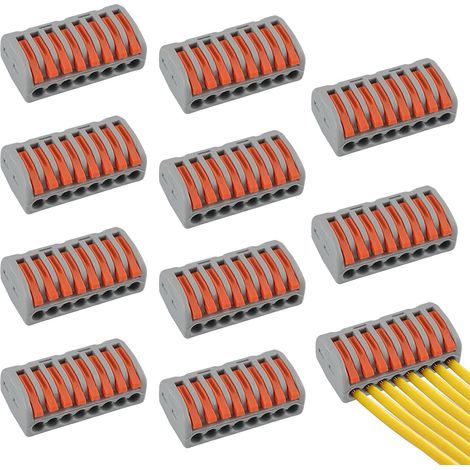 10 Pièces Connecteurs de Câble Électrique à Levier, 8 Entrées, Conducteur en Cuivre avec Serrage par Ressort Points Test Intégrés Câblage Sécurisé Maison Bâtiment Luminaires (1/5)
