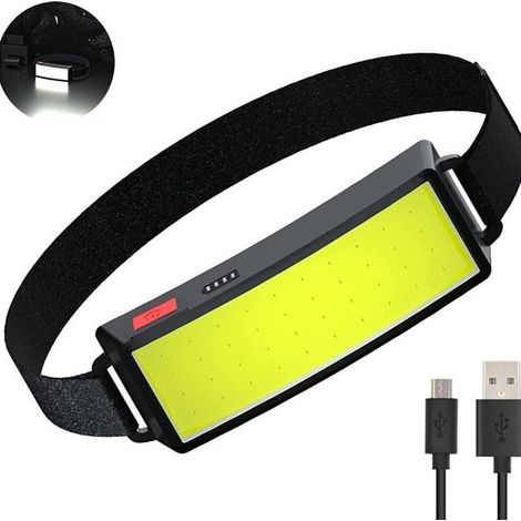 Lampe frontale torche USB rechargeable COB Projecteur léger imperméable - Lumière de travail pour casque - Cyclisme Pêche en plein air, 1000mha (1/5)