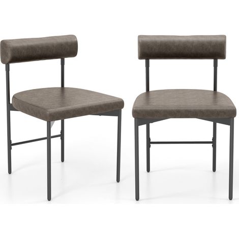 Set di 2 sedie da pranzo 47,5 x 46 x 74 cm schienale curvo e imbottito stile contemporaneo similpelle grigia 200012428