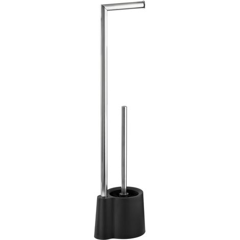 WENKO Stand WC-Garnitur Avola Schwarz, Schwarz, Polypropylen schwarz, Edelstahl rostfrei glänzend (1/5)