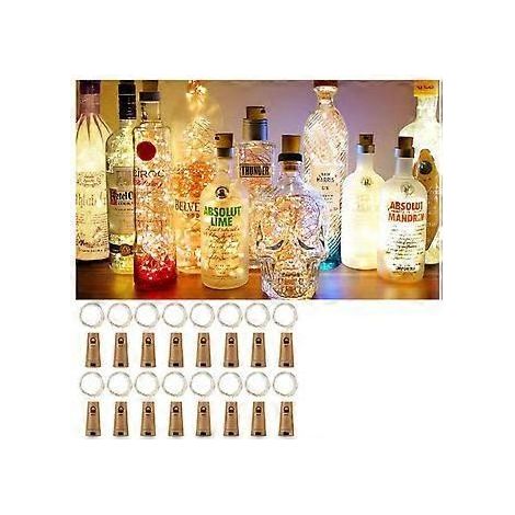 16 Stück Flaschen-Licht 20 LEDs 2M Flaschenlicht Warmweiß Lichterkette Korken Stimmungslichter Weinflasche Nachtlicht für Flasche DIY, Party, Garten, We (1/5)
