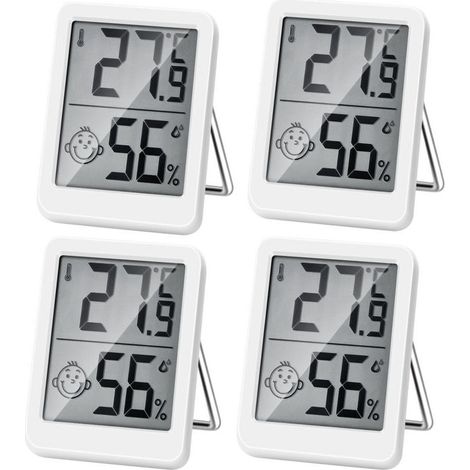 Hochpräzises digitales Innenthermometer und Hygrometer, Temperatur- und Feuchtigkeitsmonitor, Thermo-Hygrometer-Anzeige (4 Stück) (1/4)