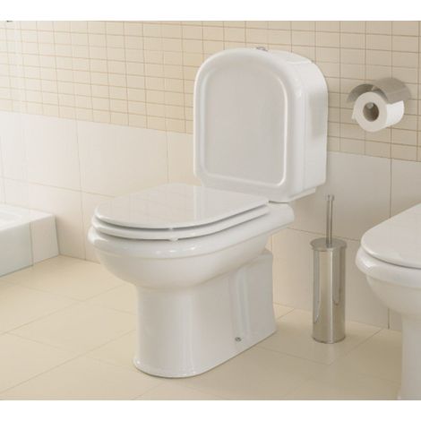 SANITANA REGINA Inodoro Completo Blanco - Asiento: Madera Blanca - Desagüe: AL SUELO - ref: S10103700000000+S10082666600002+S80007732900000 (1/2)