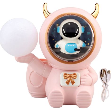 Lampe de bureau porte-stylo, personnage cartoon, veilleuse LED 7 couleurs, taille-crayon intégré, ABS durable, design compact pour bureau (1/5)