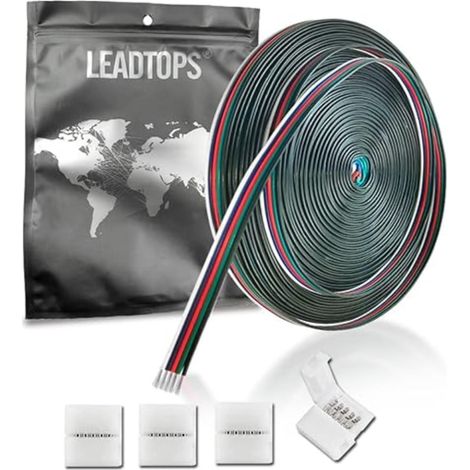 10m RGBW 5pin Extension Fil Electrique 22 Câble 5 Ligne de Cordon de Noyau avec Connecteurs pour bande LED RGBW Lumières Ruban Lampe (1/5)