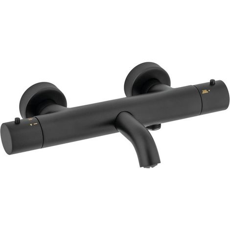 Plieger Napoli robinet de baignoire thermostatique avec inverseur avec raccords corps froid noir mat (1/2)
