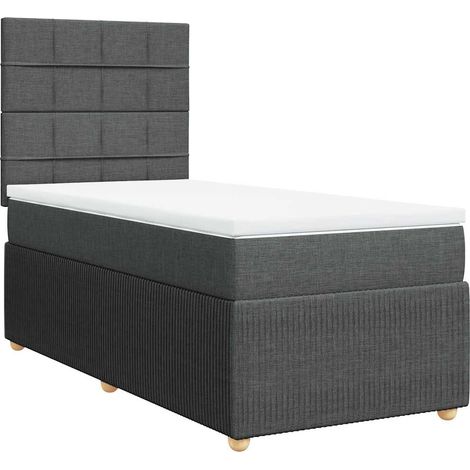 Maison Exclusive - Sommier à lattes de lit et matelas Gris foncé 90x190 cm Tissu (1/5)