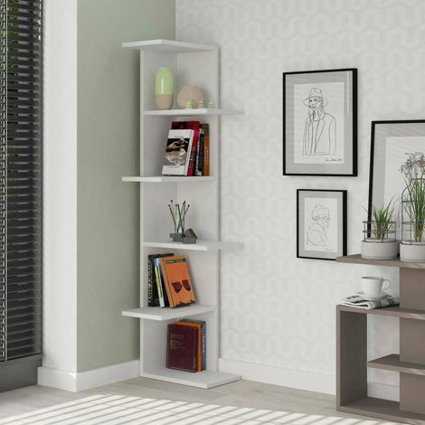Bibliothèque Étagère Bureau 37x24x141cm Blanc (1/5)